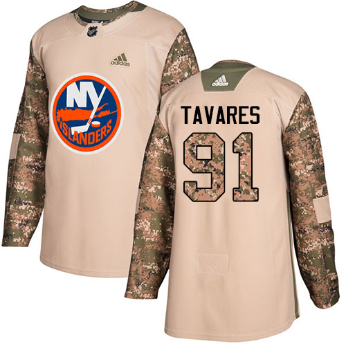 Adidas Islanders #91 John Tavares Camo Authentic Veterans Day Stitched NHL Jersey - Click Image to Close